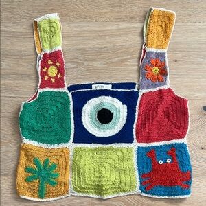 Pitusa Multicolor Crochet Patchwork Top